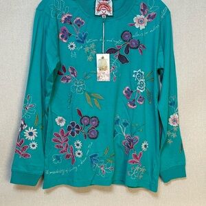 Johnny Was Shilo Relaxed Long Sleeve Embroidered Top